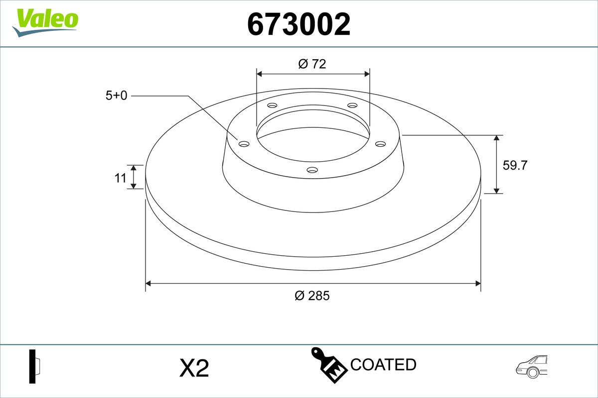 VALEO 673002 Bromsskiva